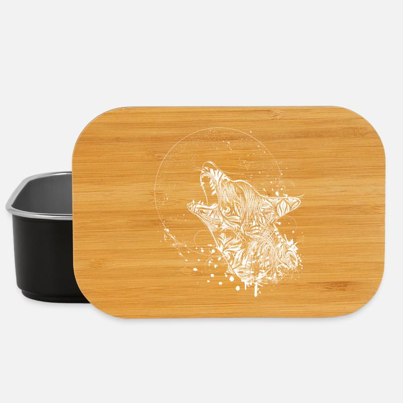 howling wolf in the night - Lunch Box - black