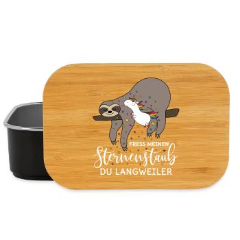 Faultier Einhorn Spruch Fress meinen Sternenstaub - Lunch Box - Schwarz - Vorne