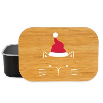 Katze Gesicht Nikolaus Weihnachten Geschenk - Lunch Box - Schwarz - Vorne