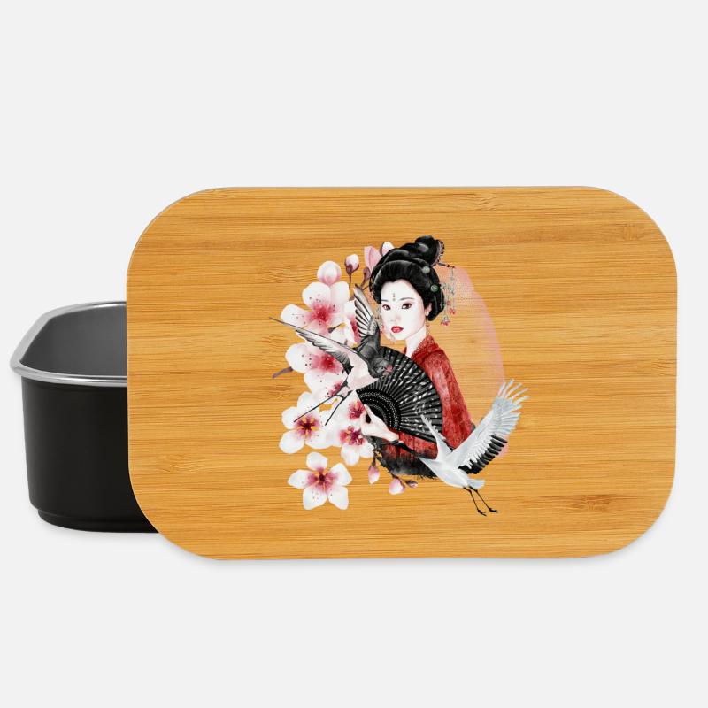 Geisha Sakura motif japonais - Boîte à goûter - noir