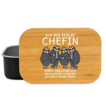 Unglaublich fleißiges Team Faultiere Stolze Chefin - Lunch Box - Schwarz - Vorne