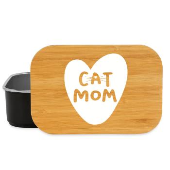 Herz Katze Cat Mom Mutti coole Quotes Fan Haustier - Lunch Box - Schwarz - Vorne