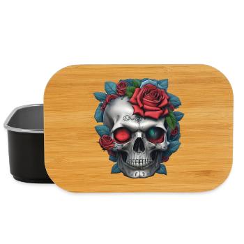 Crâne avec des roses - Boîte à goûter - noir - Devant