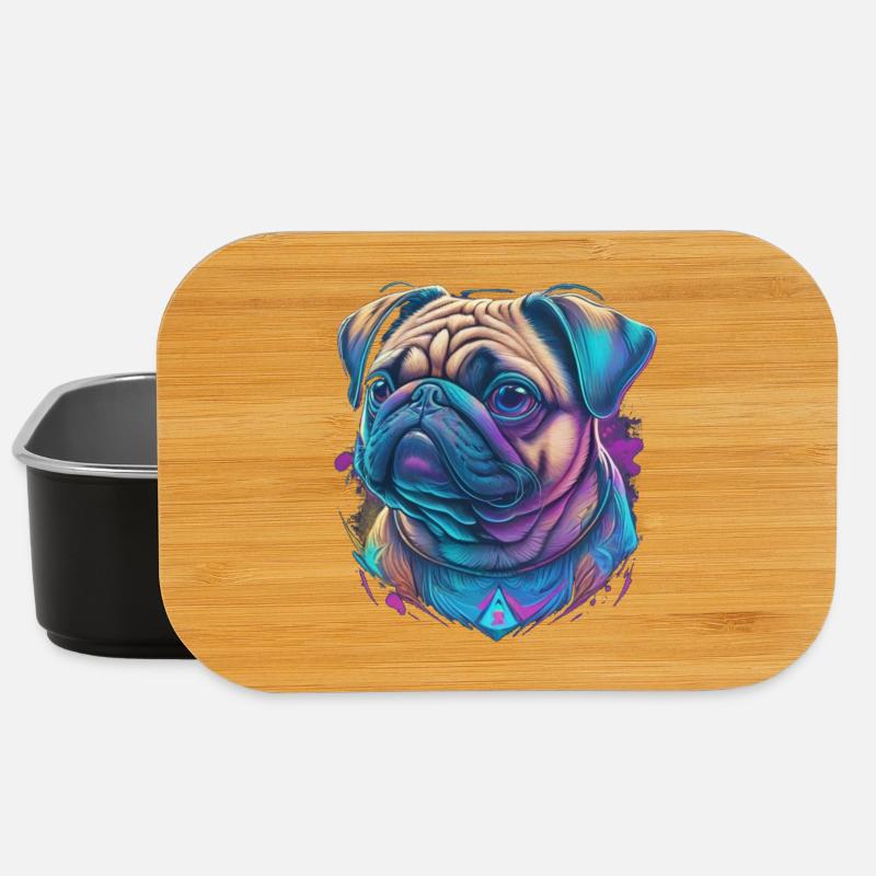 Mops Kopf - Lunch Box - Schwarz