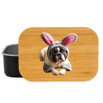 Französische Bulldogge, verkleidet als Osterhase - Lunch Box - Schwarz - Vorne