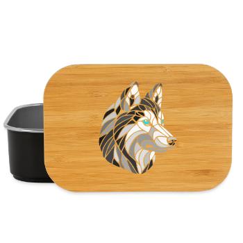 Schwarz-weißer Husky mit blauen Augen, geometrisch - Lunch Box - Schwarz - Vorne