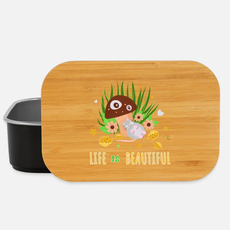 Skurriles Pilz- und Katzengarten-Design - Lunch Box - Schwarz