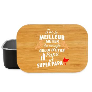 Citation Drôle Papa Super Papa - Boîte à goûter - noir - Devant