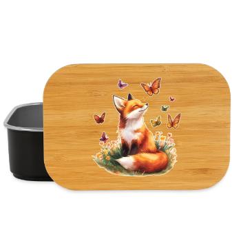 Fuchs mit Schmetterlingen - Lunch Box - Schwarz - Vorne