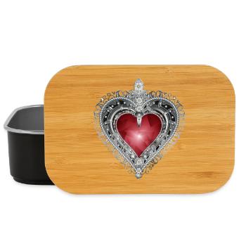 Broche traditionnelle avec motif bijou rouge - Boîte à goûter - noir - Devant