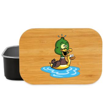 The duck learning to swim - Lunch Box - black - Front
