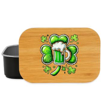 Vert pastel motif de la bière de la Saint-Patrick - Boîte à goûter - noir - Devant