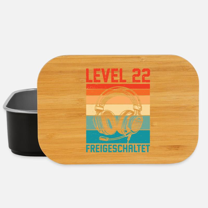 22. Geburtstag Männer Gamer Level 22 Unlocked - Lunch Box - Schwarz