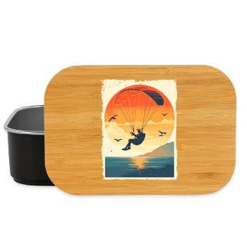 Evening atmosphere with paraglider over water - Lunch Box - black - Front