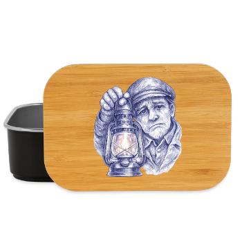 Älterer Mann mit Laterne - Lunch Box - Schwarz - Vorne