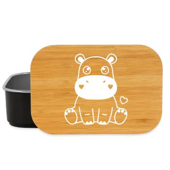 Cœur de bébé Kawaii d’hippopotame mignon - Boîte à goûter - noir - Devant