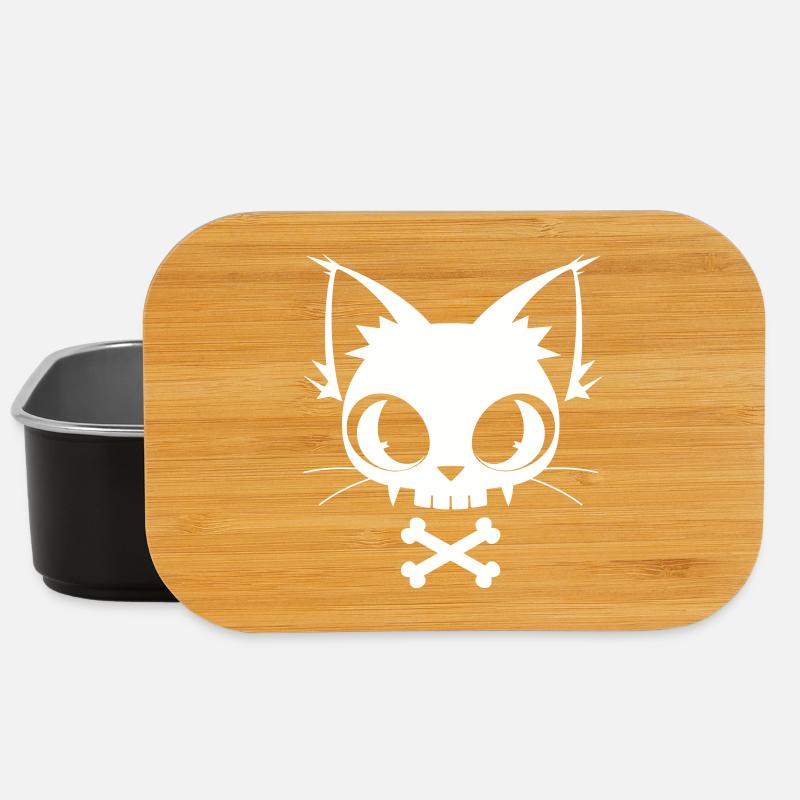 Totenkopf Katze | Kawaii Skull & Bones Motiv - Lunch Box - Schwarz