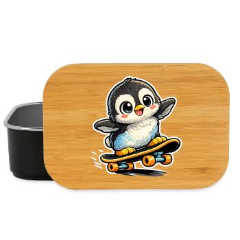Kawaii Pinguin auf Skateboard - Lunch Box - Schwarz - Vorne