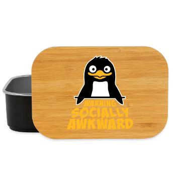 Penguin Warning Socially Awkward Funny Clumsy - Lunch Box - black - Front