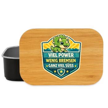 Dino Power Schild Viel Kraft - Lunch Box - Schwarz - Vorne