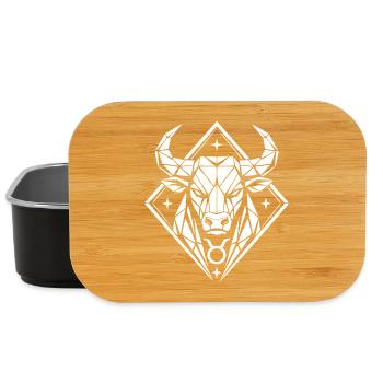 Taureau géométrique - Force pure - Signe du zodiaque Taureau - Boîte à goûter - noir - Devant