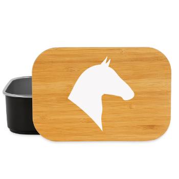 Silhouette de tête de cheval minimale - Boîte à goûter - noir - Devant