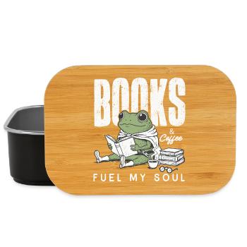 Bücherfrosch & Kaffee Bücherwurm Leseratte Buch - Lunch Box - Schwarz - Vorne