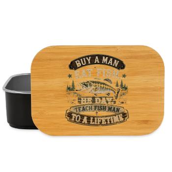 Kauf einen Mann, frass Fisch | Vintage Peach Humor - Lunch Box - Schwarz - Vorne