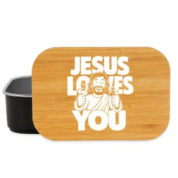 Jesus Loves You Christian Cartoon - Lunch Box - black - Front