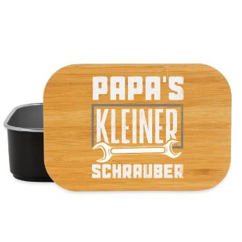 Papas Kleiner Schrauber Auto Werkstatt Kinder - Lunch Box - Schwarz - Vorne
