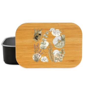 Natürliche Aquarellbotanik - Lunch Box - Schwarz - Vorne