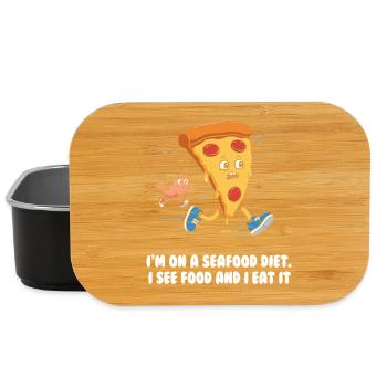 Seafood Diet Wortwitz mit Pizza und Garnele - Lunch Box - Schwarz - Vorne