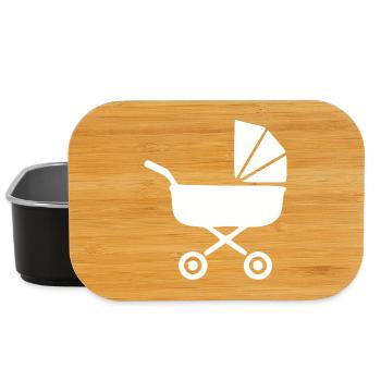 Weißer Kinderwagen Baby Geburt Junge Mädchen  - Lunch Box - Schwarz - Vorne