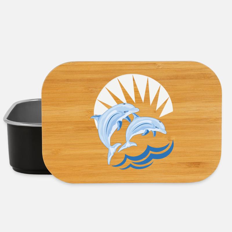 Dolphins above waves - Lunch Box - black