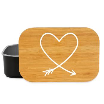 Idée cadeau coeur flèche amour amitié - Boîte à goûter - noir - Devant