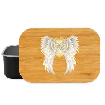 weiß goldene Engelsflügel mit strahlenden Stern - Lunch Box - Schwarz - Vorne
