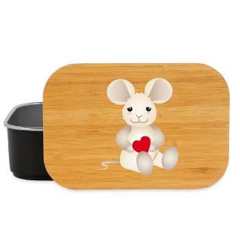 zuckersüße Maus mit einem Herz für Valentinstag - Lunch Box - Schwarz - Vorne