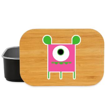 Pink Cyclops Monster | Funny Square Alien - Lunch Box - black - Front