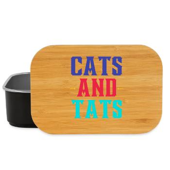 Cats and Tattoos – Colorful Typo - Lunch Box - black - Front