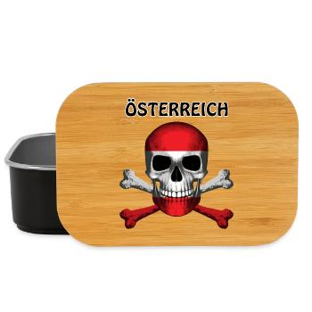Skull Jolly Roger Pirate Flag Oesterreich R6Z - Lunch Box - black - Front
