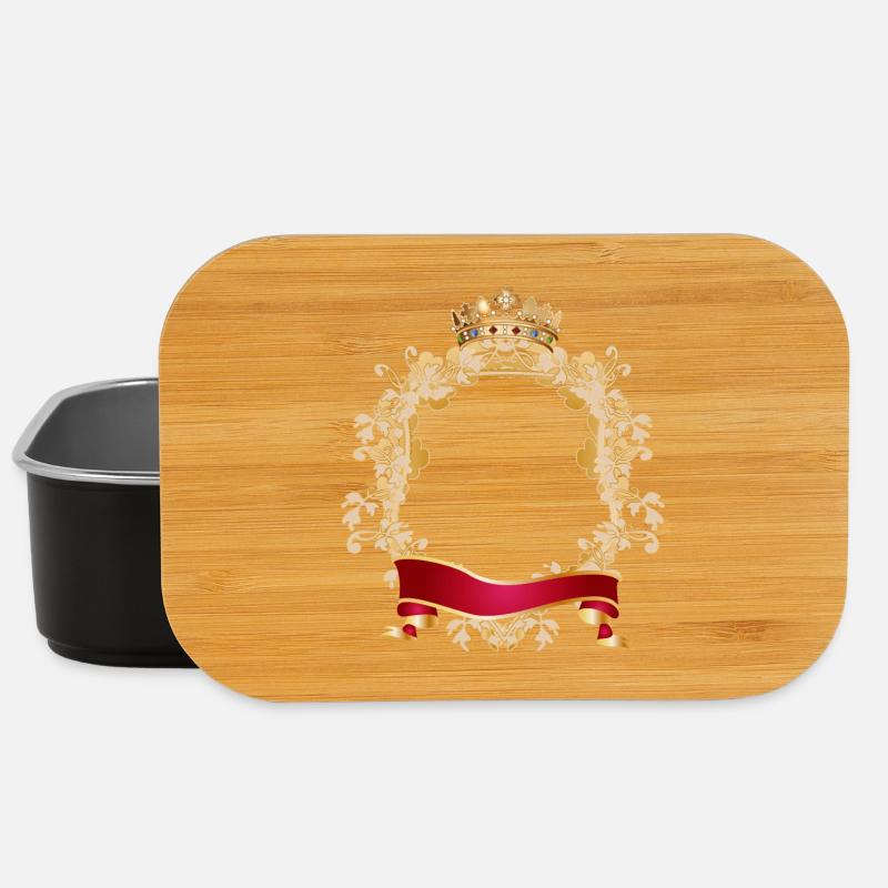 Königlicher Rahmen im Wappen Stil mit Krone - Lunch Box - Schwarz