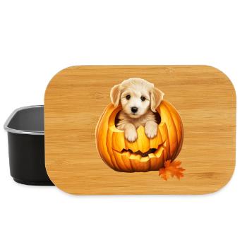 Halloween Doodle in Pumpkin: Funny Puppy - Lunch Box - black - Front