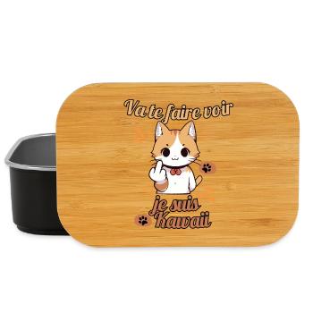 Chat kawaii provocateur - Boîte à goûter - noir - Devant