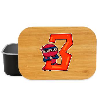 3 Year Old Boy Ninja - 3rd Birthday - I'm 3 - Lunch Box - black - Front