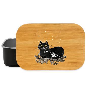 Chat souris hiver illustration - Boîte à goûter - noir - Devant