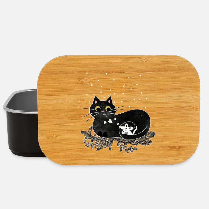 Katze Maus Winter Illustration - Lunch Box - Schwarz