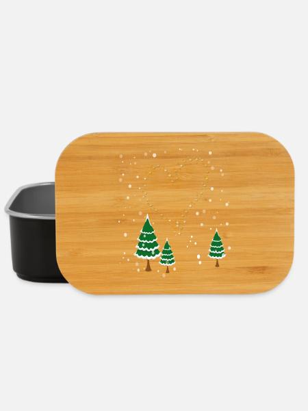 Winterwald Herz Sterne - Lunch Box - Schwarz