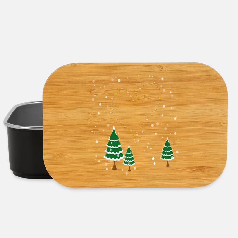 Winterwald Herz Sterne - Lunch Box - Schwarz