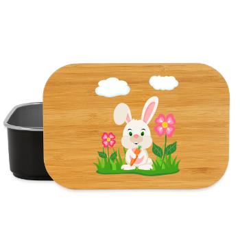 Lapin mignon avec lapin de carotte lapin lapin lapin de Pâques - Boîte à goûter - noir - Devant