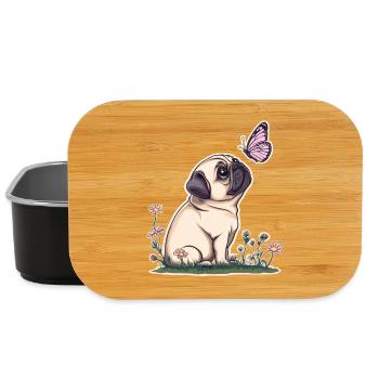 Mops mit Schmetterling - Lunch Box - Schwarz - Vorne